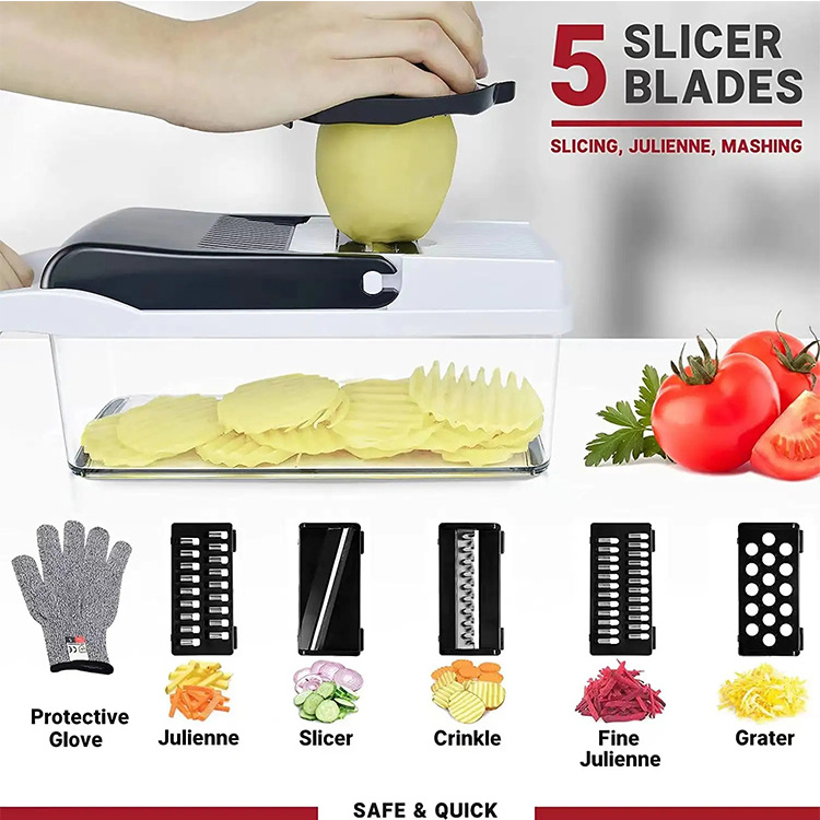 Multifunction Fruit & Vegetable Tools Kitchen  Hand Held Vegetable Chopper Veggie Slicer  Cheese Grater