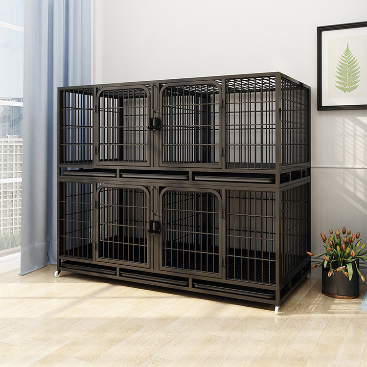 Pet Supplies Wholesale Black Iron Wire Mesh Large Pet Cage For Holding And Breeding Dog Rabbit Chicken Cat Pig Pigeon Quail