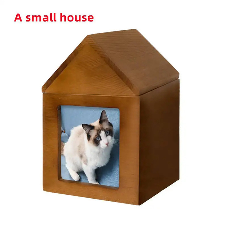 Custom Factory Price Hot Selling Modern Small Animals Altar Cat Dog Wooden Pet Urn Box With Photo Frame Wholesale Pet Urns