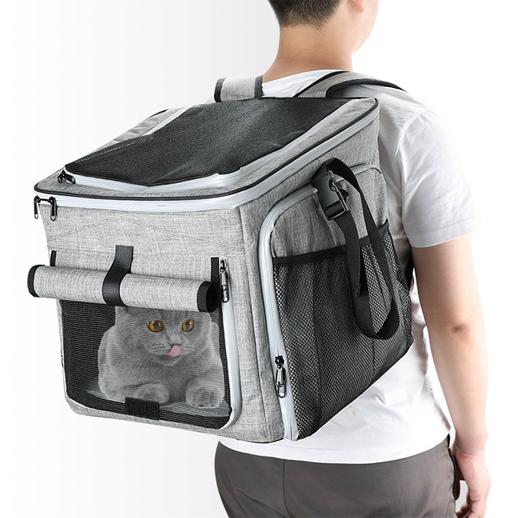 Free Samples Travel Bike Basket Safe Foldable Expandable Soft-Side Bicycle Bag Waterproof Pet Carrier Backpack For Cats And Dogs