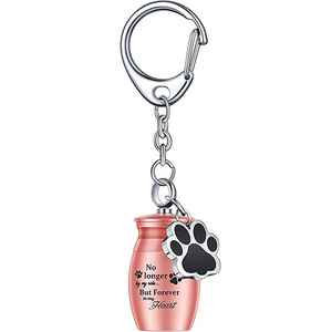 Wholesales Customize Pet Urns Animal Mini Small Urn Necklace To Honor Stainless Steel Fashionable  Key Chain Pet Caskets Urns