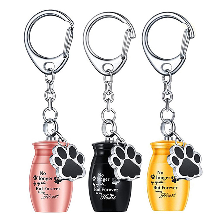 Wholesales Customize Pet Urns Animal Mini Small Urn Necklace To Honor Stainless Steel Fashionable  Key Chain Pet Caskets Urns