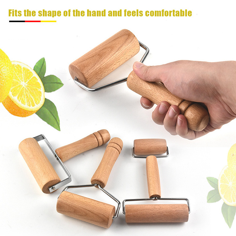 Baking Tools Double Head Painting Wooden Small Mini Stainless Steel Beech Wood Rolling Pin For Baking Dough