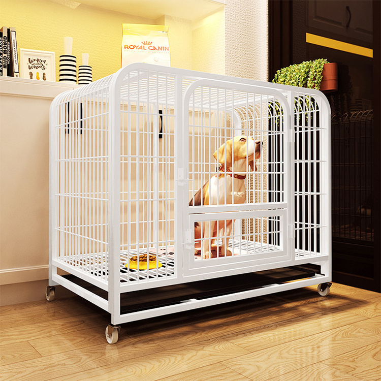 Outdoor Galvanized Square Tube Dog Cage Breeding Pet Cage On Wheels For Home Luxury Foldable Metal Dog Crate Cage With Skylight