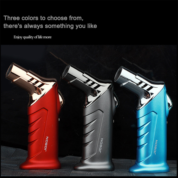 Portable Double Straight Blue Flame Lighter Torch Cigarette Lighter Cigar Jet Flame Butane Gas Candle Kitchen Metal Lighter