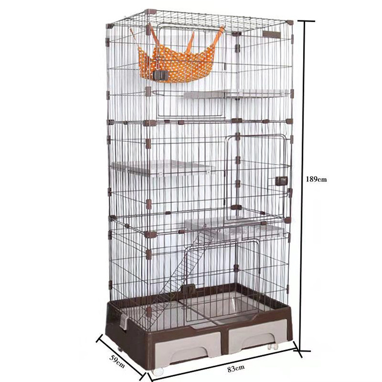 Indoor 3 Layer Luxury Multifunctional Dog House Trap Cage Stainless Steel Pet Store Display Large Villa Cat Cage With Litter Box