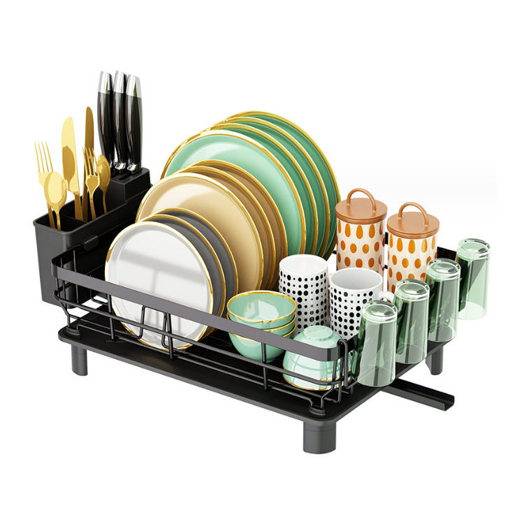 304 Stainless Steel Kitchen Dish Drying Storage Organize With Large Capacity Double Layer Dish Drain Rack