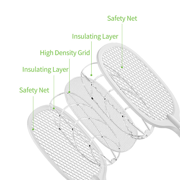 Rechargeable Fly Mosquito Swatter Three Layers Electronic Mosquito Swatter Circuit With Led Lights