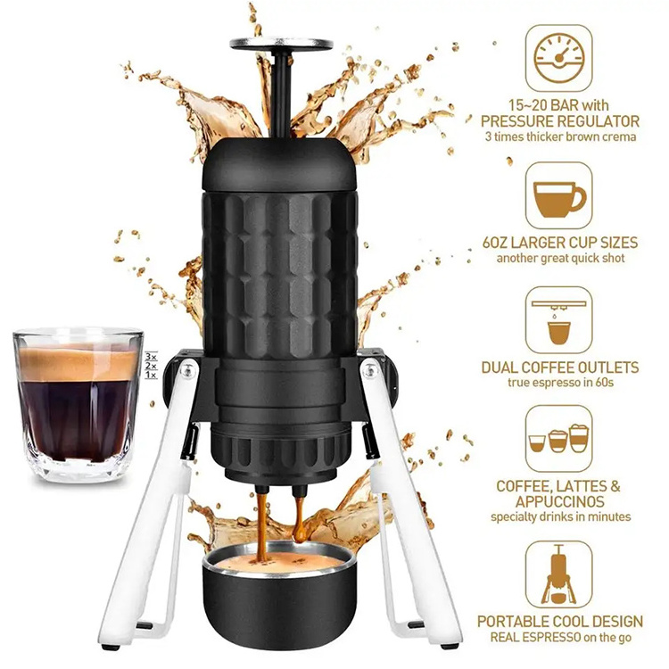 Outdoor Mini Plastic Stainless Steel Hand Press Manual Coffee Maker Portable Home Traveling Espresso Coffee Machine