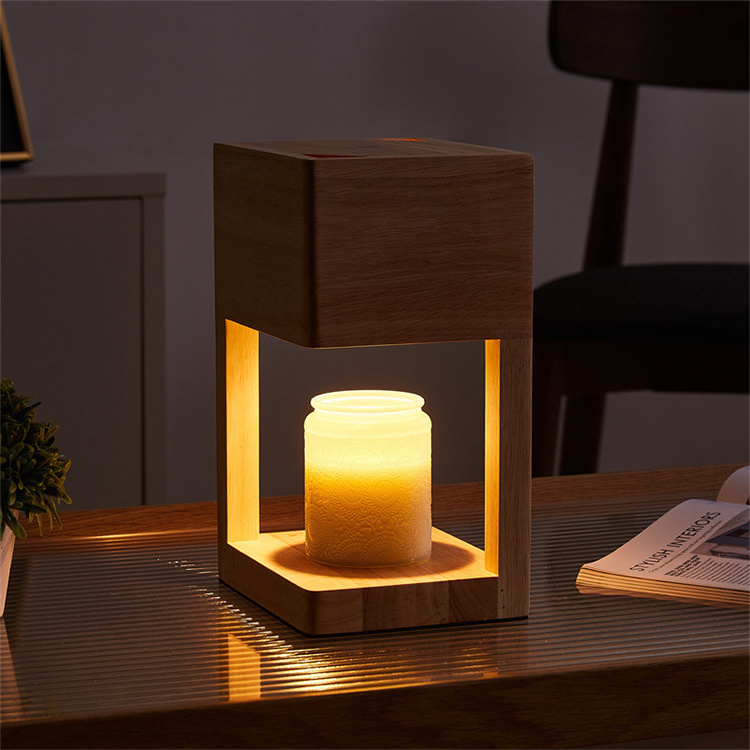 2024 Hot Selling Wax Melting Lamp Wooden Electric Wickless Candle Warmer Night Light Candle Lamp Warmer