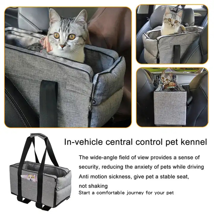 Comfortable Removable Washable  Armrest Cat Travel Bag Carrier  Puppy Safety Elevated Pet Console Center Booster Dog Car Seat