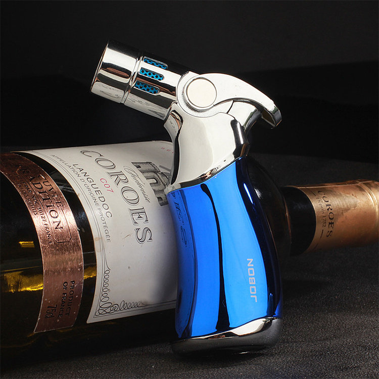 Wholesale Portable Four Flame Direct Punch Desktop Lighter Wormwood Cigar Special Windproof Welding Gun Lighter