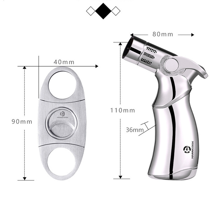 Metal Cigar Cigarette Tobacco Lighter Torch Jet Flame Refillable Stainless Steel Cigar Cutters