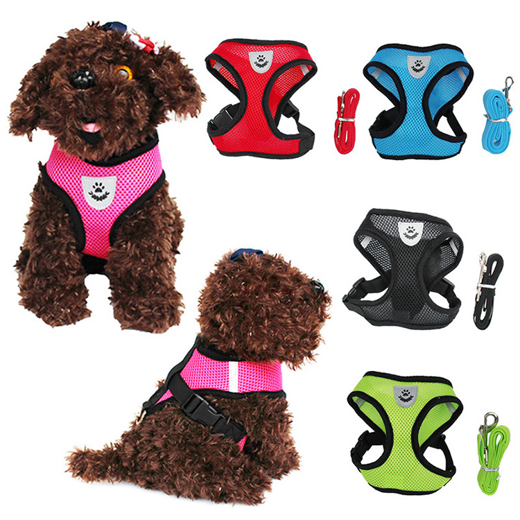 Pet Chest Back Dog Leash Vest Type Mesh Breathable Chest Carrier Dog Harness And Leash cat Chest Straps Strong Dog Leash