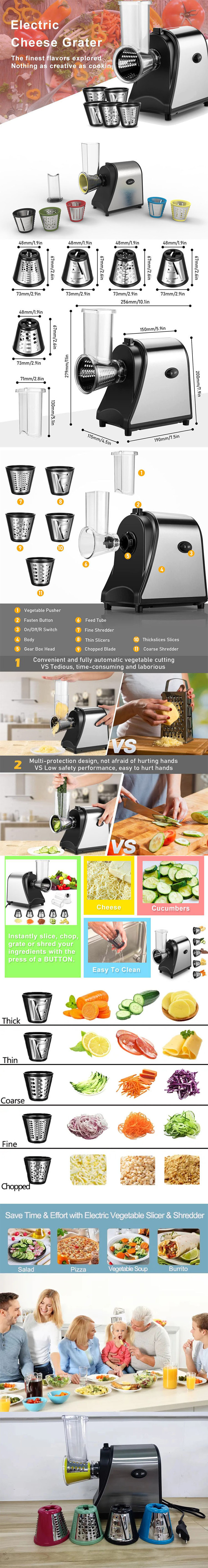 2023 Professional Electric Slicer Shredder Salad Machine Fruit Vegetable Cutter Electric Cheese Grater