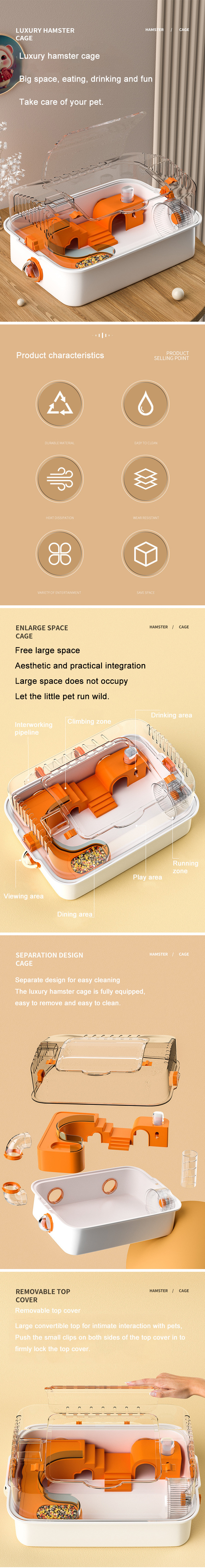 Pet Hamster House Portable Plastic Luxury Pet Cage Large High Quality Luxury Hamster Cage Custom Big Hamster Cage