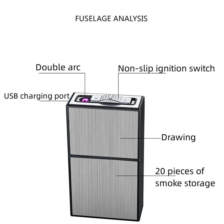 New Fashion Moisture-Proof And Pressure-Proof Pyrotechnic Integrated Cigarette Focus Cigarette Case With Lighter