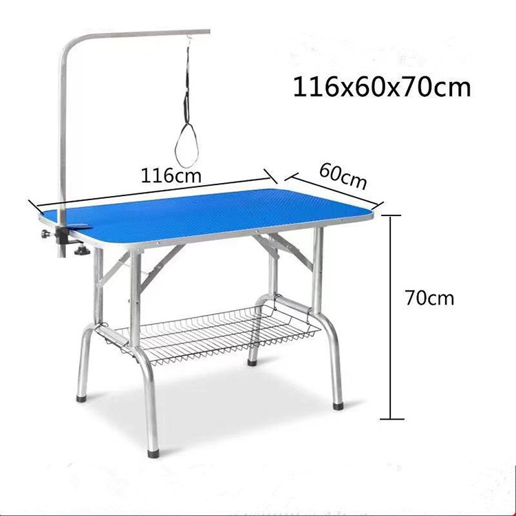 Pet Grooming Table Foldable Stainless Steel Dog Grooming Non-Slip Table Large Adjustable Dog Grooming Table