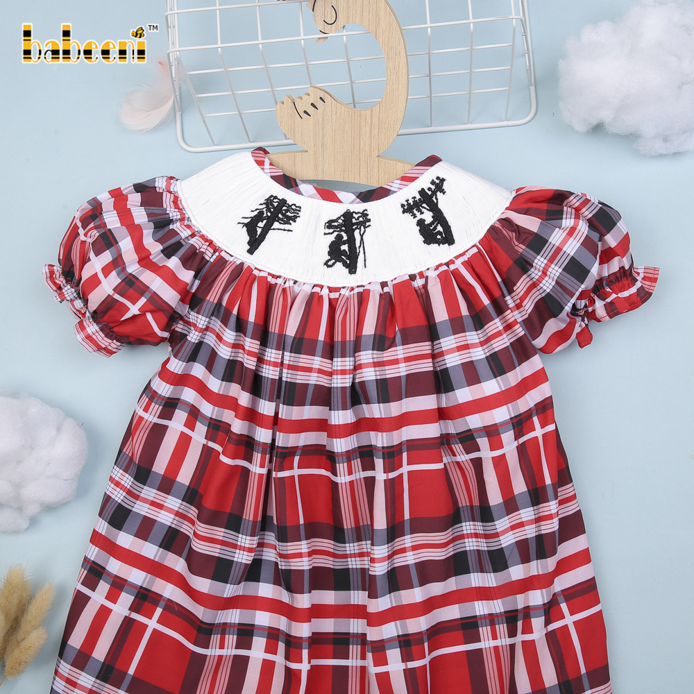 Lineman hand smocked baby dress OEM ODM kids smock dress customized hand made embroidery wholesale manufacturer - BB2956