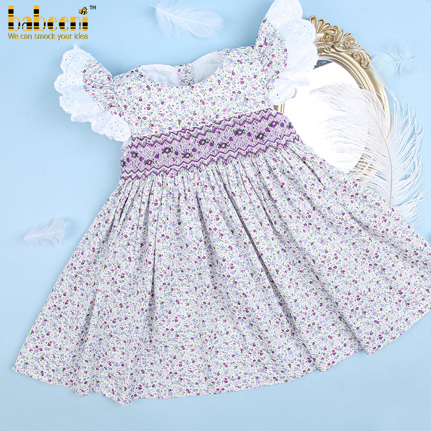 Lovely baby girl geometric smocked floral dress OEM ODM smocked dress customized embroidery wholesale manufacturer - BB2447