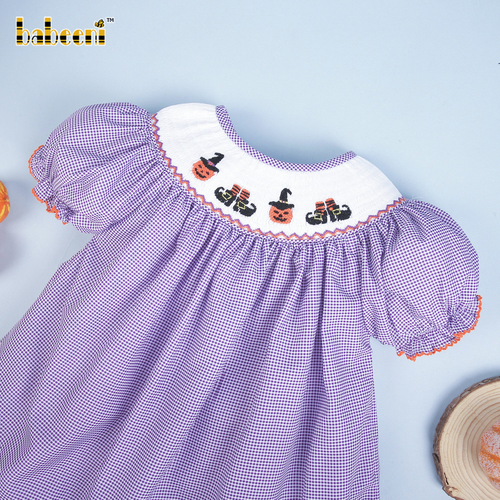 Halloween pattern smocked bishop dress OEM ODM customized hand made embroidery wholesale smocked dresses - BB2859