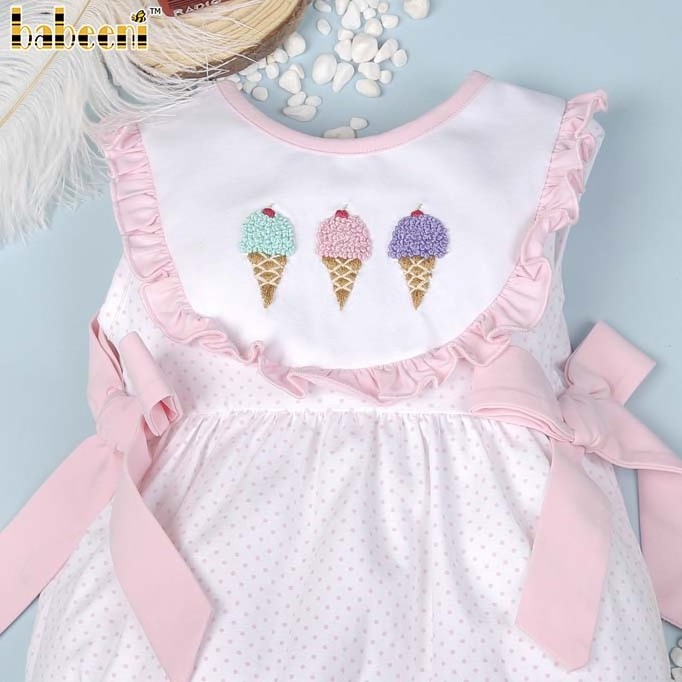 French knot hand embroidery girl bubble OEM ODM baby smocked romper wholesale manufacturer - BB2817