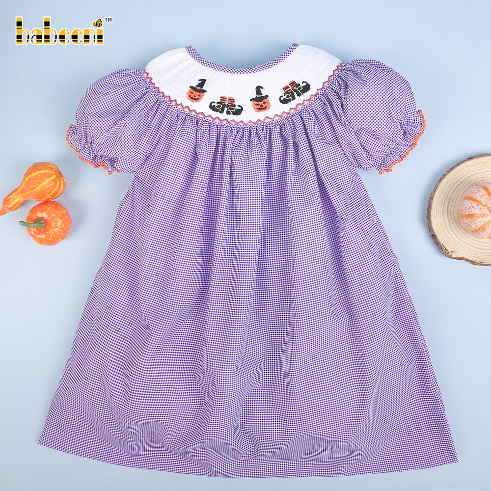 Halloween pattern smocked bishop dress OEM ODM customized hand made embroidery wholesale smocked dresses - BB2859