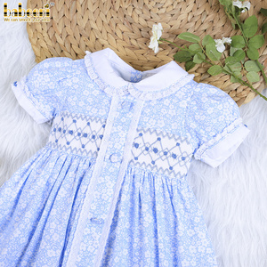 Elegant flowers geometric smocking dress kids ODM OEM girl princess dresses - BB2365 Wholesale Smocked Dresses Customization