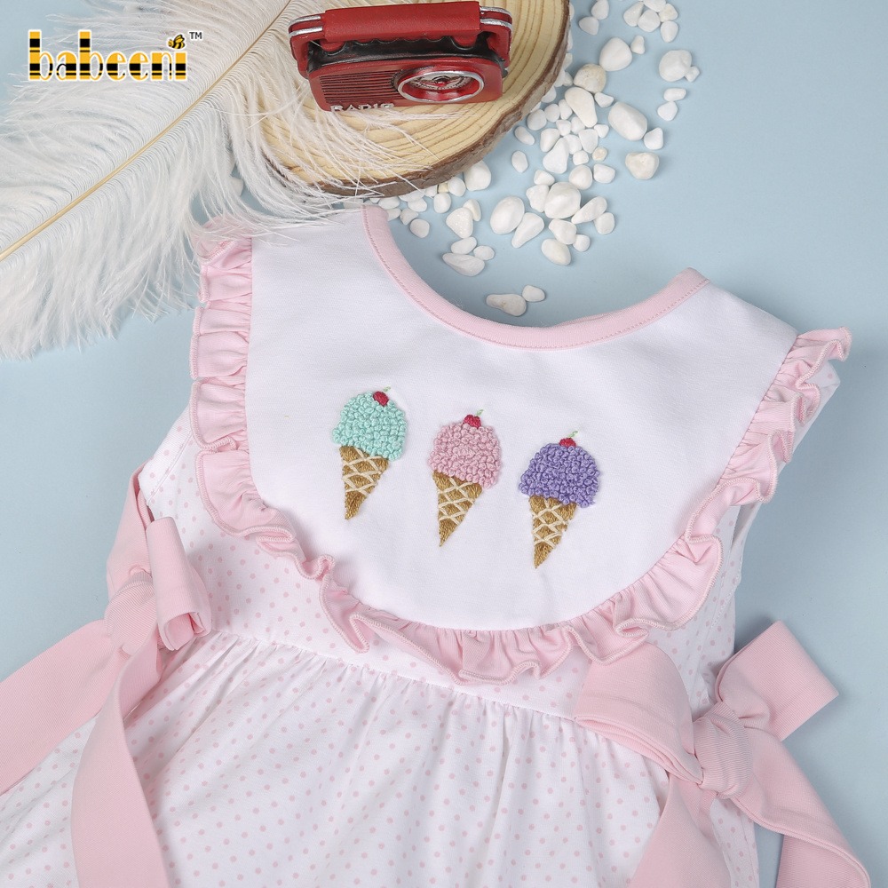 French knot hand embroidery girl bubble OEM ODM baby smocked romper wholesale manufacturer - BB2817