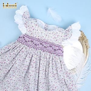 Lovely baby girl geometric smocked floral dress OEM ODM smocked dress customized embroidery wholesale manufacturer - BB2447