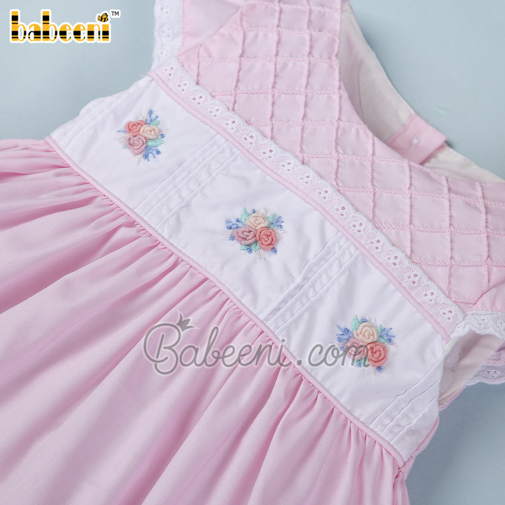 Geometric smocking baby bubble OEM ODM kids smock dress customized hand made embroidery wholesale manufacturer - BB2705