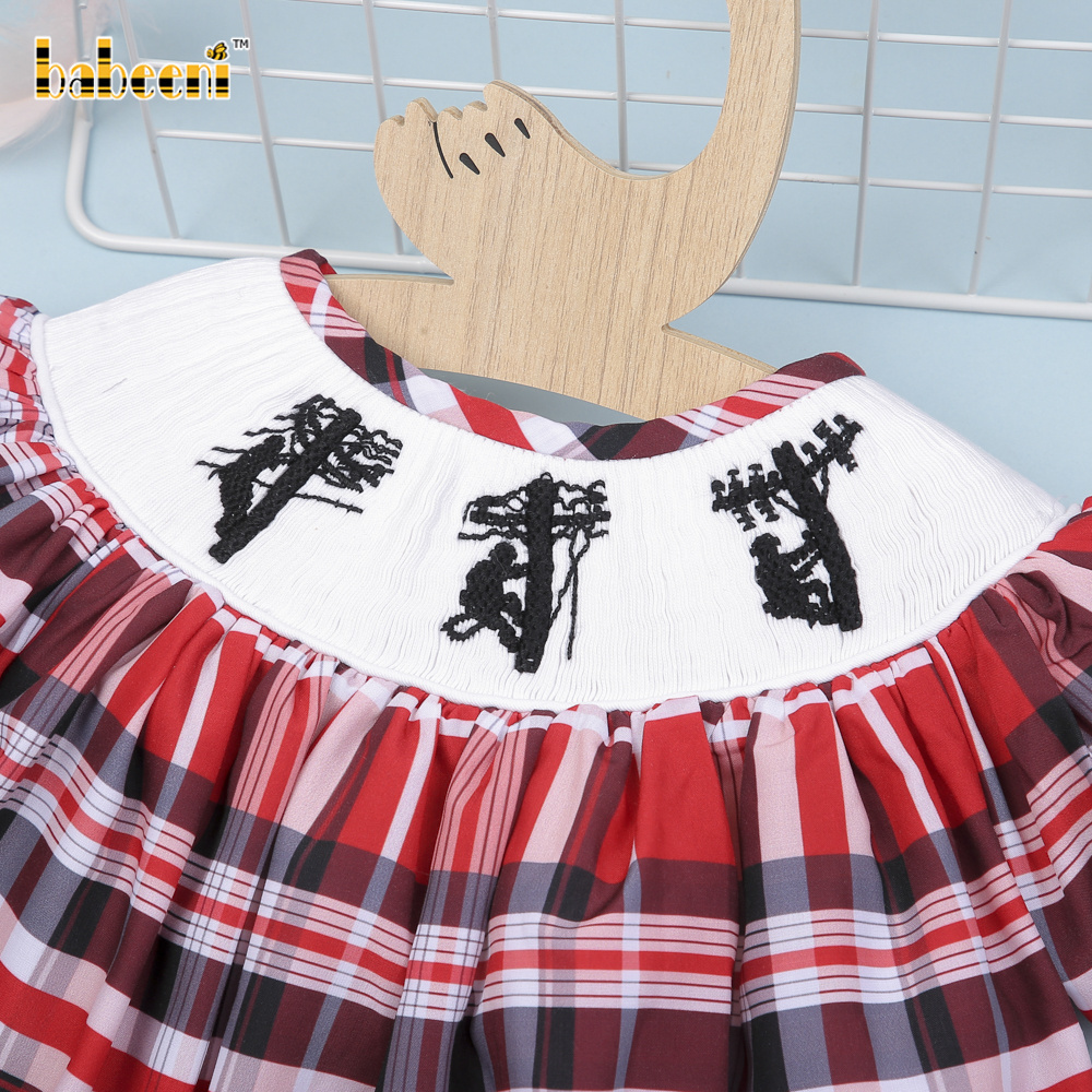 Lineman hand smocked baby dress OEM ODM kids smock dress customized hand made embroidery wholesale manufacturer - BB2956