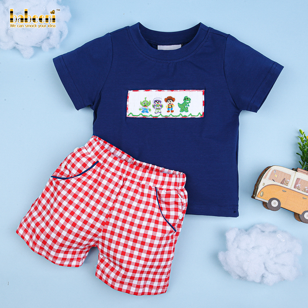 Smocked boy set cartoon figures OEM ODM baby boys' clothing sets customized wholesale manufacturer - BB1757