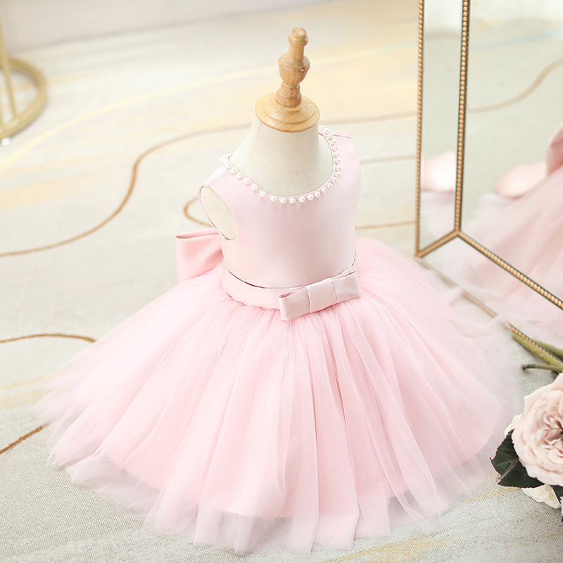 Children Clothes 2024 New Summer Pink Princess Dress Baby Fluffy Yarn Girls Dress Wholesale