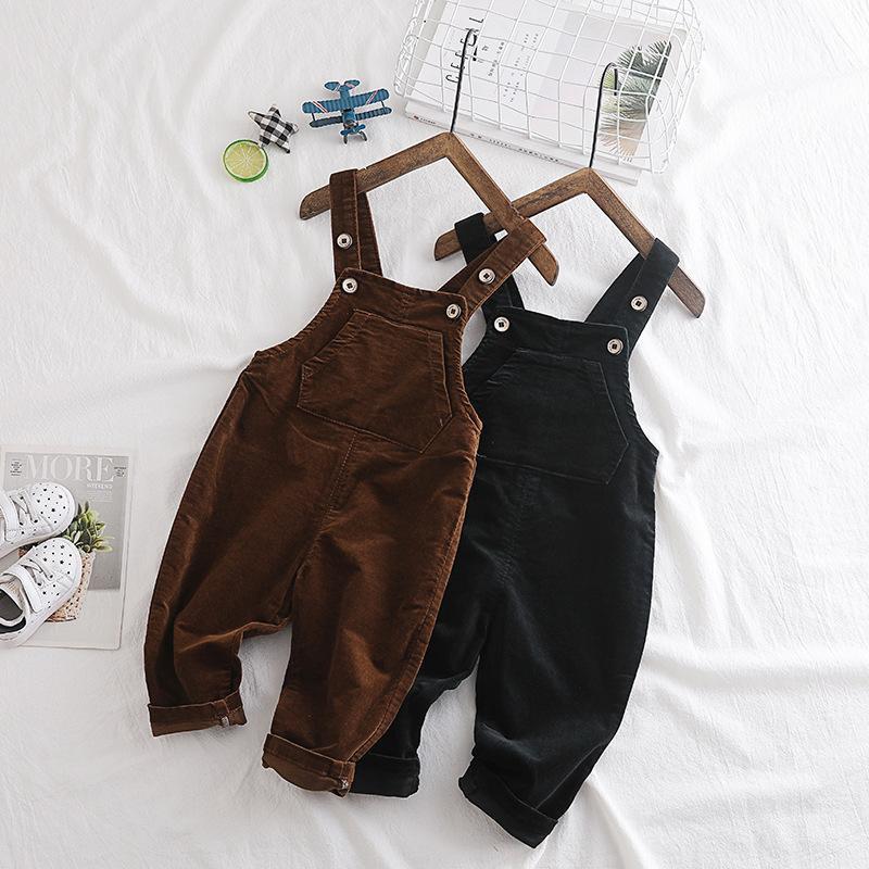 2021 New Spring Autumn Baby Clothes Korean Style Kids Clothing Boys Girls Trousers Kids Corduroy Overalls