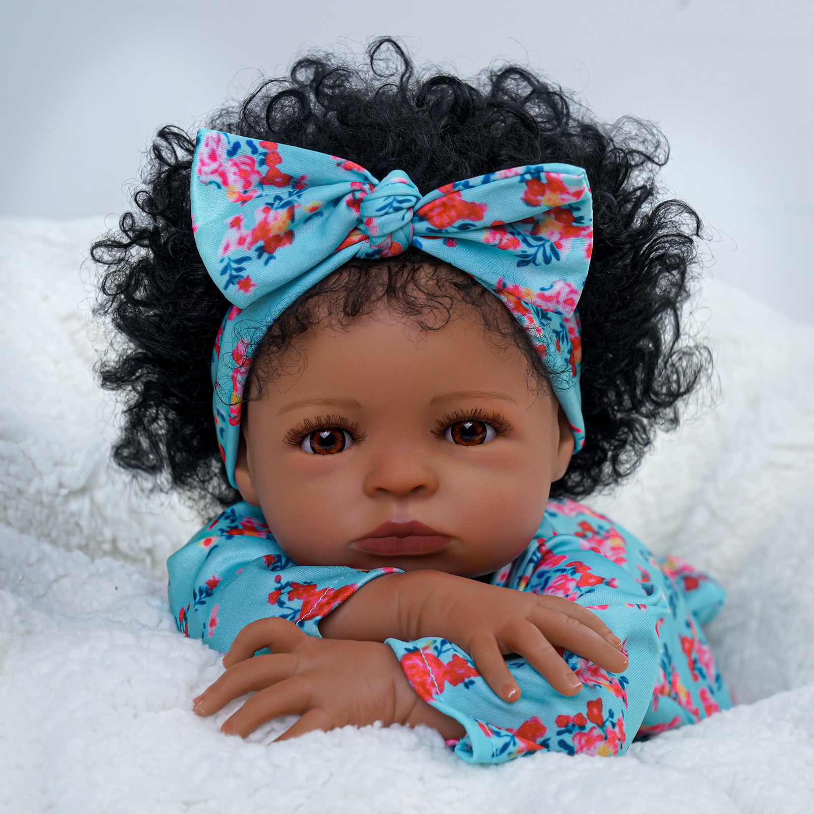 18 inch Reborn Baby Doll 3D Soft Black Newborn Real Lifelike Girl Toddler bebe reborn completo de silicon