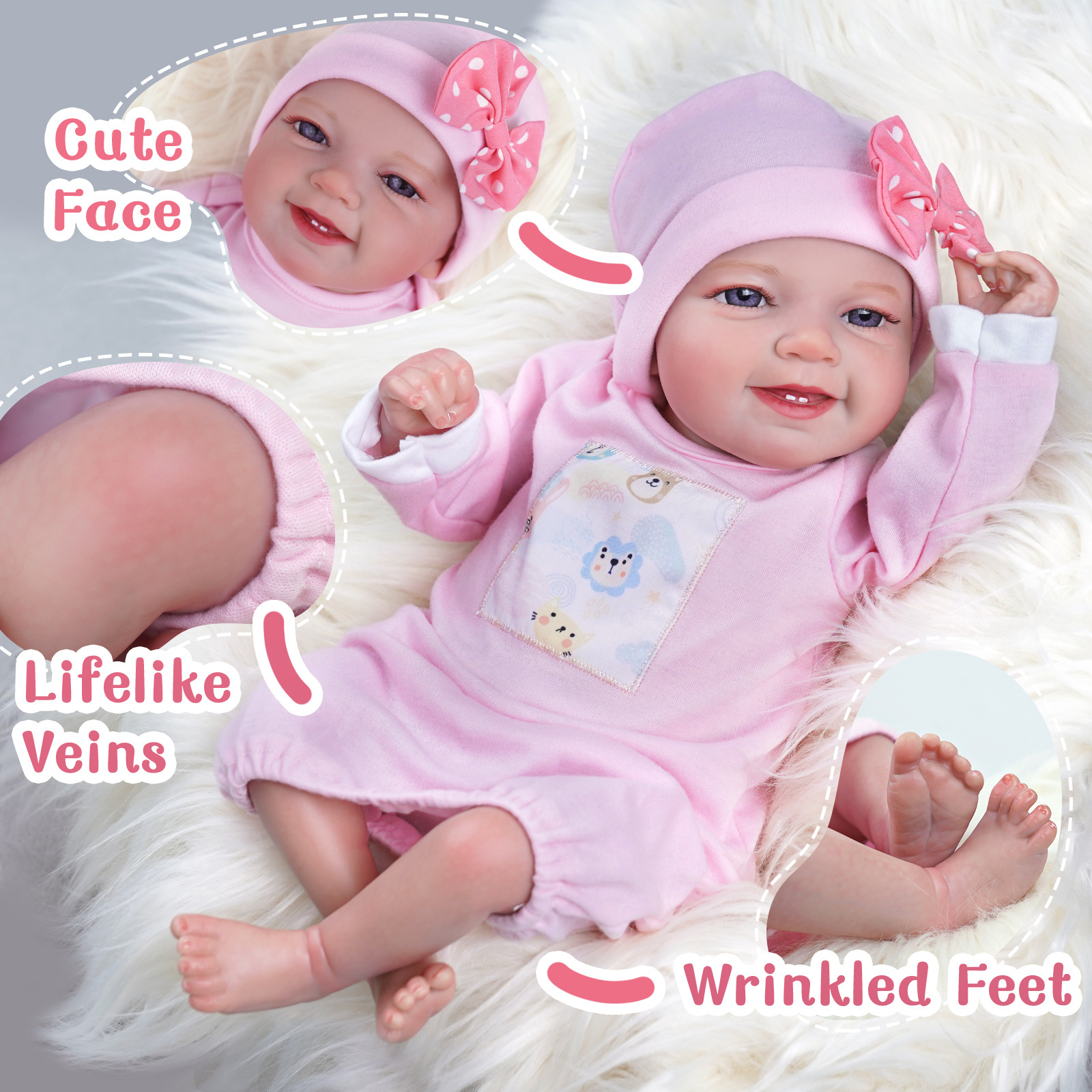 20 inch Realistic Newborn reborn silicone baby doll Full Body Vinyl Real Life reborn toddler dolls