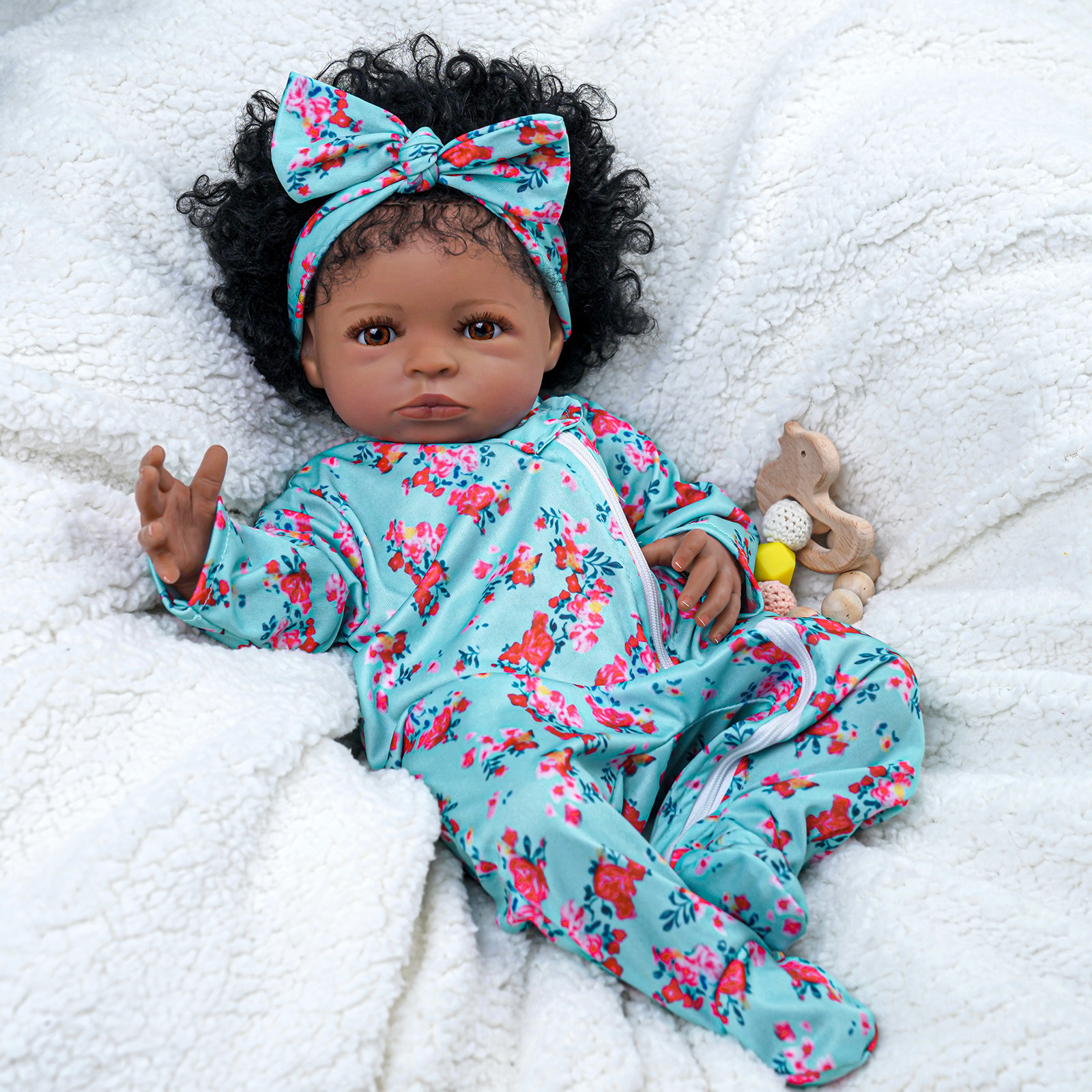 18 inch Reborn Baby Doll 3D Soft Black Newborn Real Lifelike Girl Toddler bebe reborn completo de silicon