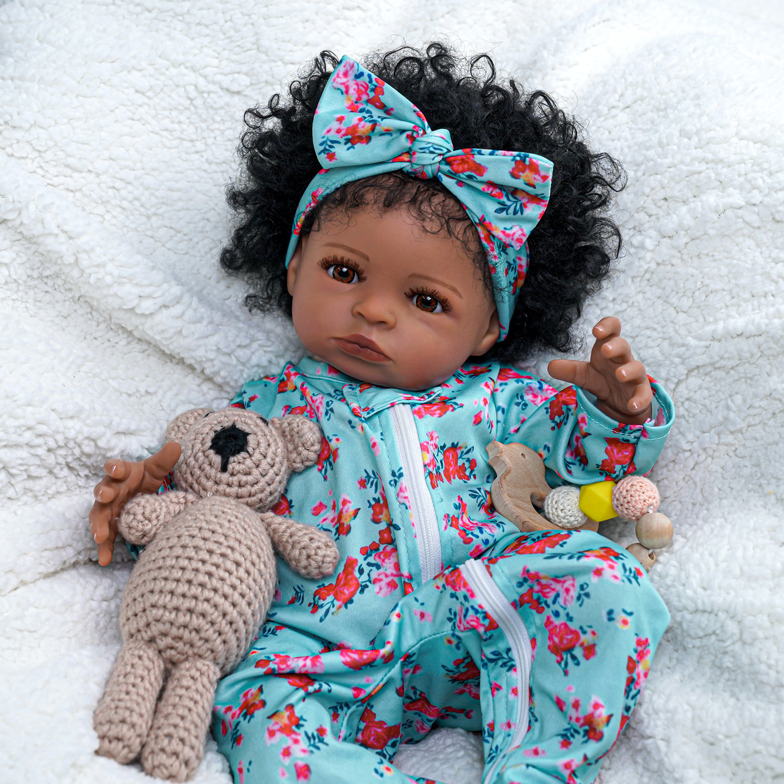 18 inch Reborn Baby Doll 3D Soft Black Newborn Real Lifelike Girl Toddler bebe reborn completo de silicon