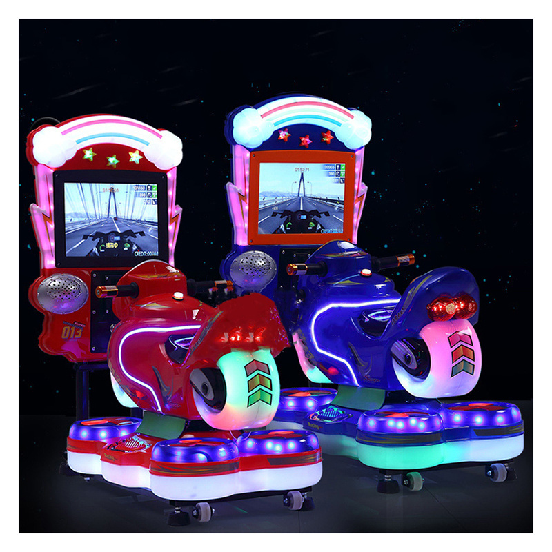 Commercial Rocking Amusement Kiddie Ride Machine Video Game 3D Racing Car Motorcycle Coin Operated Kiddies Rides