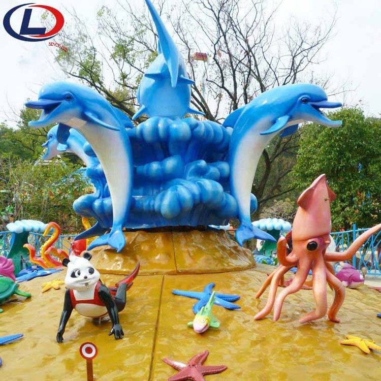 High Quality Amusement Park Rotary Shark Rides Kids Playground Outdoor Water Shooting Game Shark Island Battle