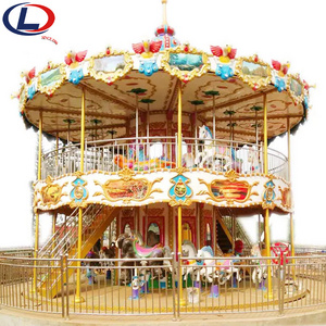 New Design Carnival Rides Amusement Park Fiberglass Double Deck children Adult Merry Go Round Carousel Horse for Sale