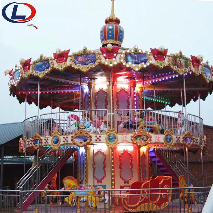 New Design Carnival Rides Amusement Park Fiberglass Double Deck children Adult Merry Go Round Carousel Horse for Sale