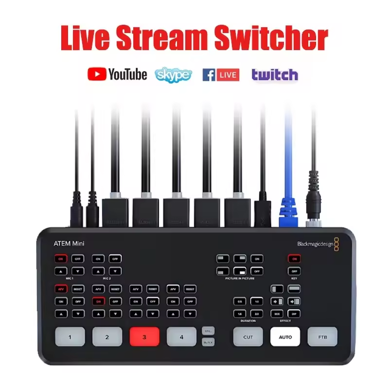 BMD ATEM Mini Pro 4 HD MI Multi view recording video mixer switcher live streaming broadcast Interview