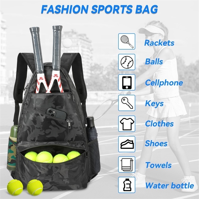 Customized Affordable Factory Direct Sale Cheap Compound Camouflage Printed Dual Rackets Portable Tennis Bag