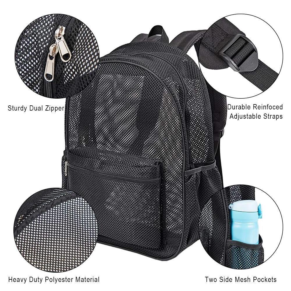 Heavy Duty Semi-Transparent Mesh Backpack College Student Backpack for Commuting, Swimming, Travel, Beach, Outdoor Sports