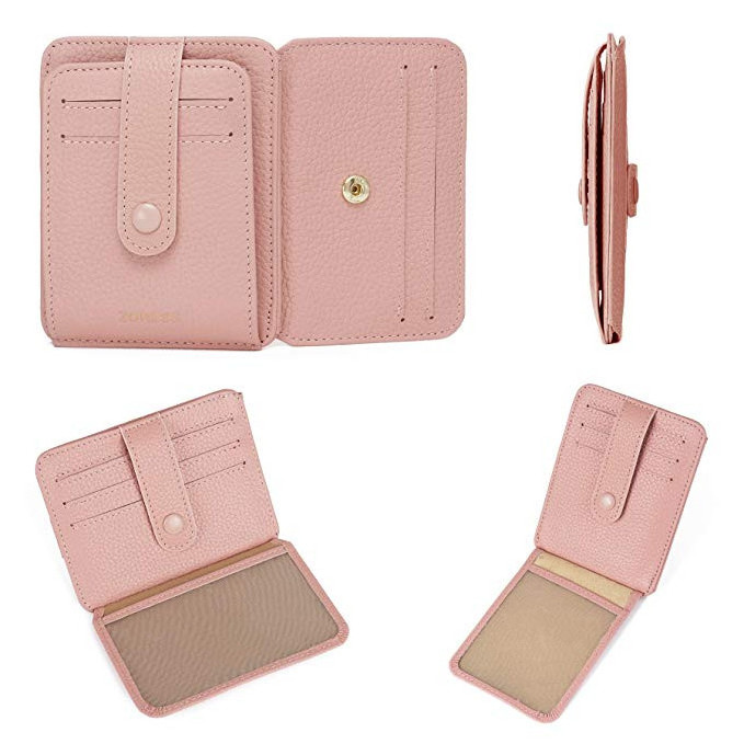 Women leather RFID blocking slim credit card case travel wallet bag