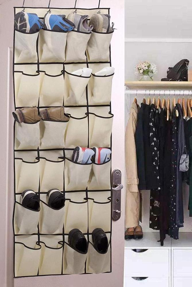 Over The Door Shoe Organizer 24 Large Fabric Pocket Closet Accessory Storage Hanging Shoe Hanger