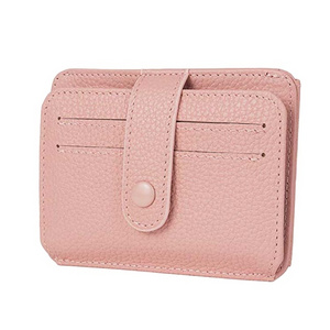 Women leather RFID blocking slim credit card case travel wallet bag