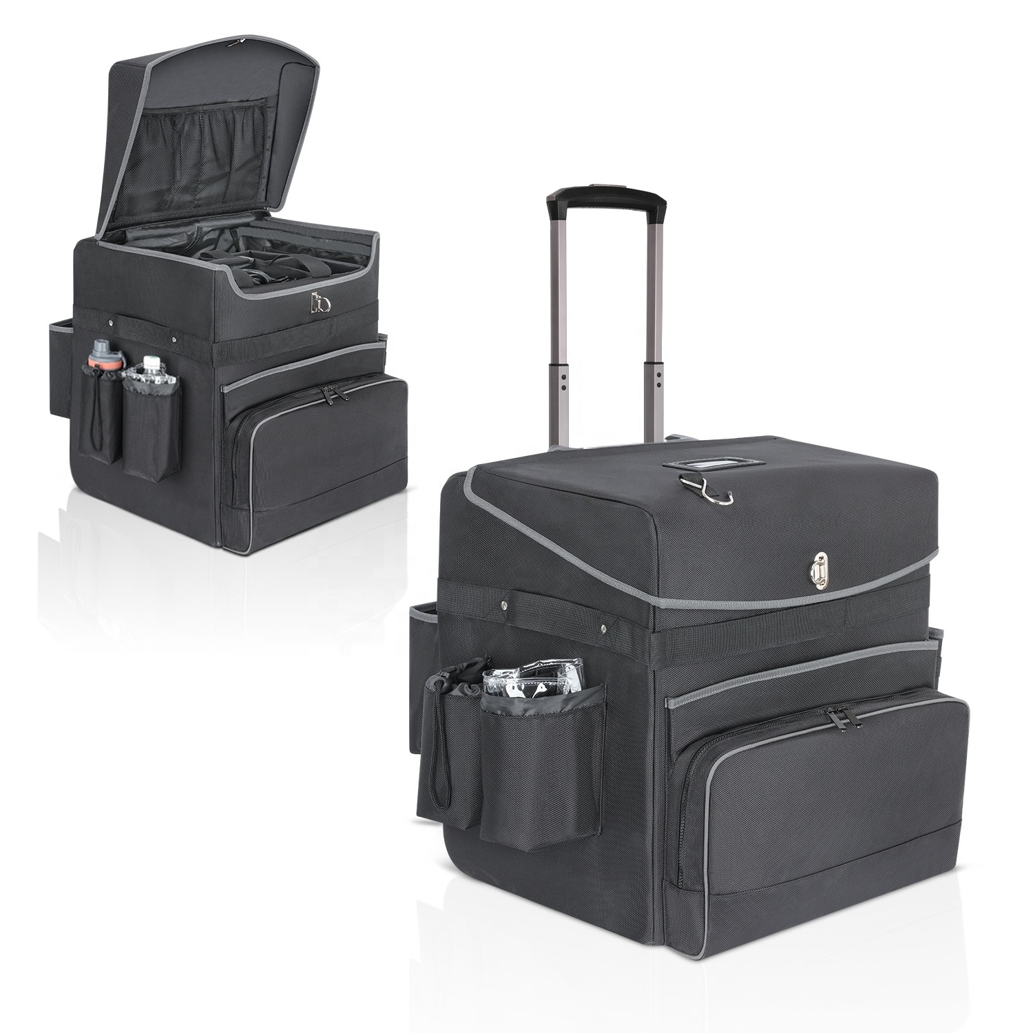 Multifunctional Large Capacity Black Nylon Trolley Travel Bag Suitcase Camera Trolley Bag for Photography